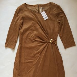 NY Collection Women Dress Brown Size XS Faux Suede